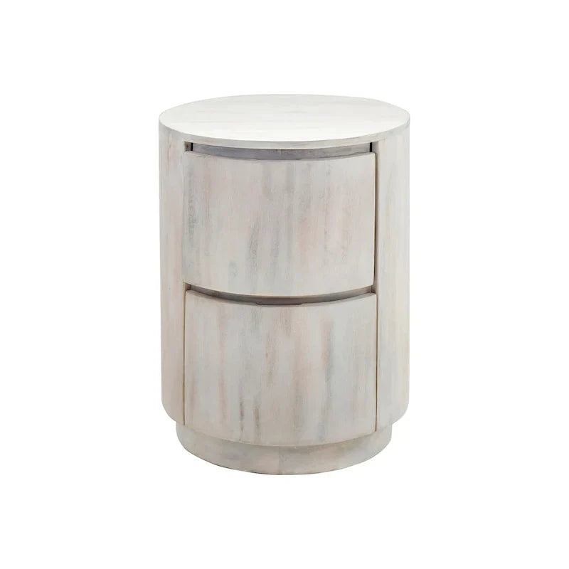 Round Nightstand with 2 Drawers Wooden Bedside Table - image 13