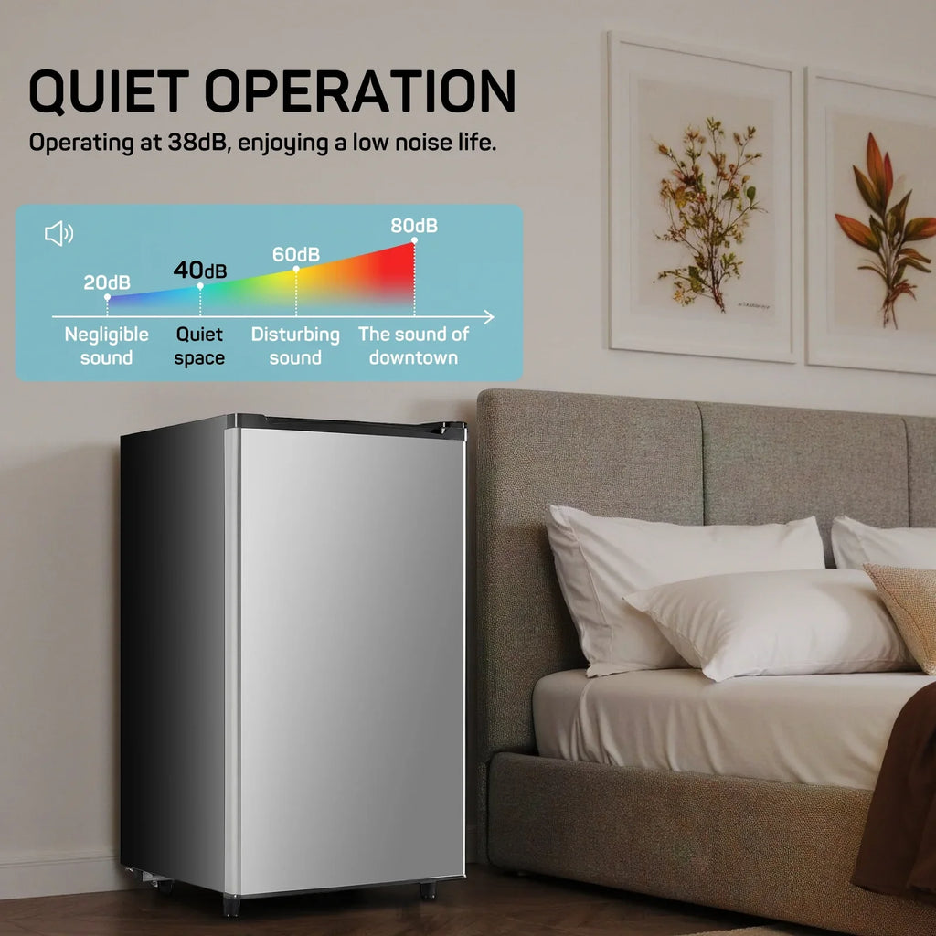 TINKLE WELL 3.2 Cu Ft Mini Fridge with Freezer, Compact Single Door Refrigerator, Energy Efficient, Low Noise, Adjustable Thermostat for Bedroom, Dorm, Office, silver - image 5
