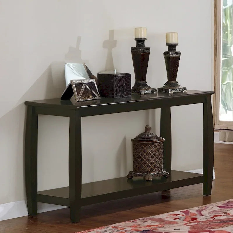 Modern Solid Wood Sofa Table with Subtle Curved Design in Dark Brown - image 6