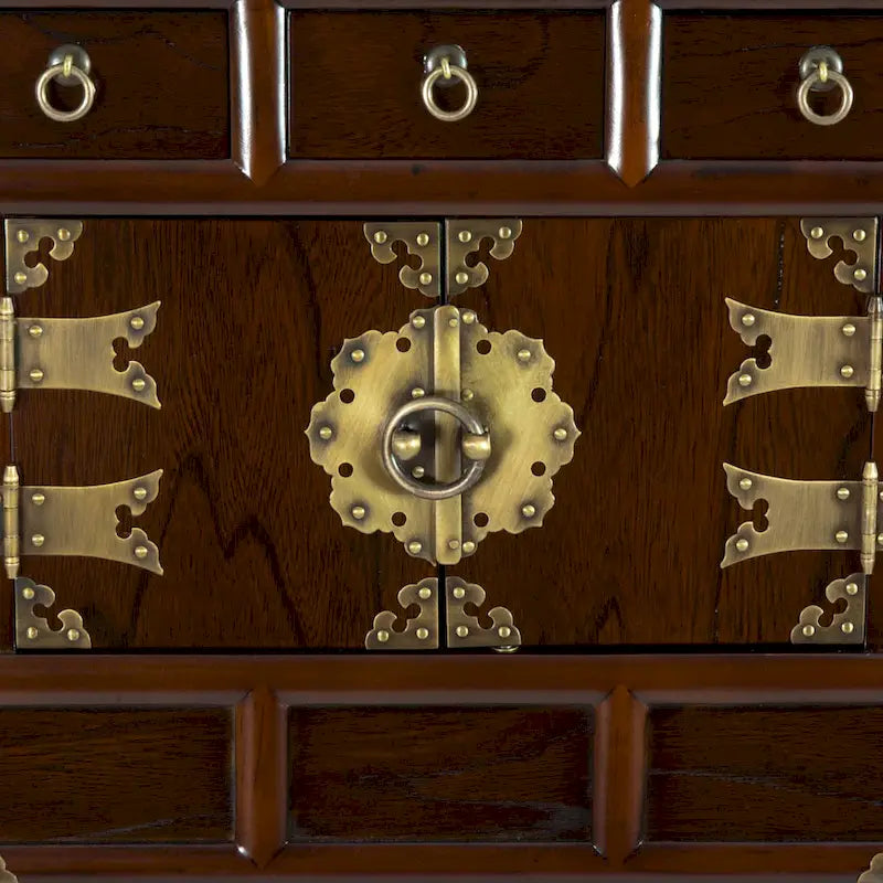 Handcrafted Korean Antique-Style 3-Drawer End Table Cabinet - image 3