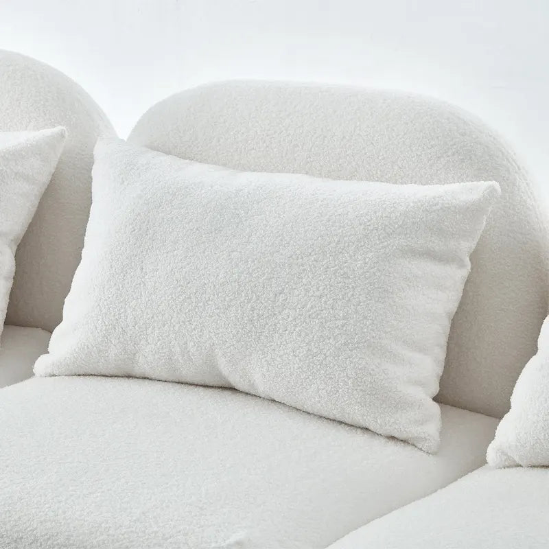 White Teddy Fabric Lazy Loveseat for Living Room - image 5