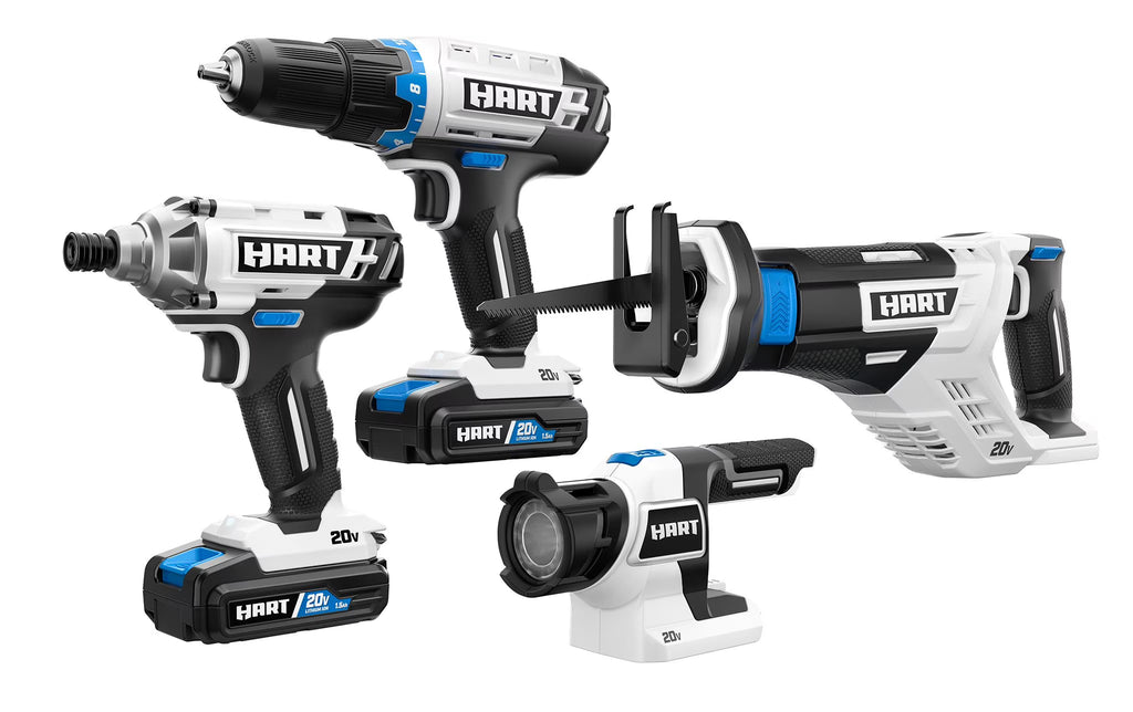 HART 20 Volts 4-Tool Battery-Powered Combo Kit, (2) 1.5Ah Lithium-Ion Batteries - image 1