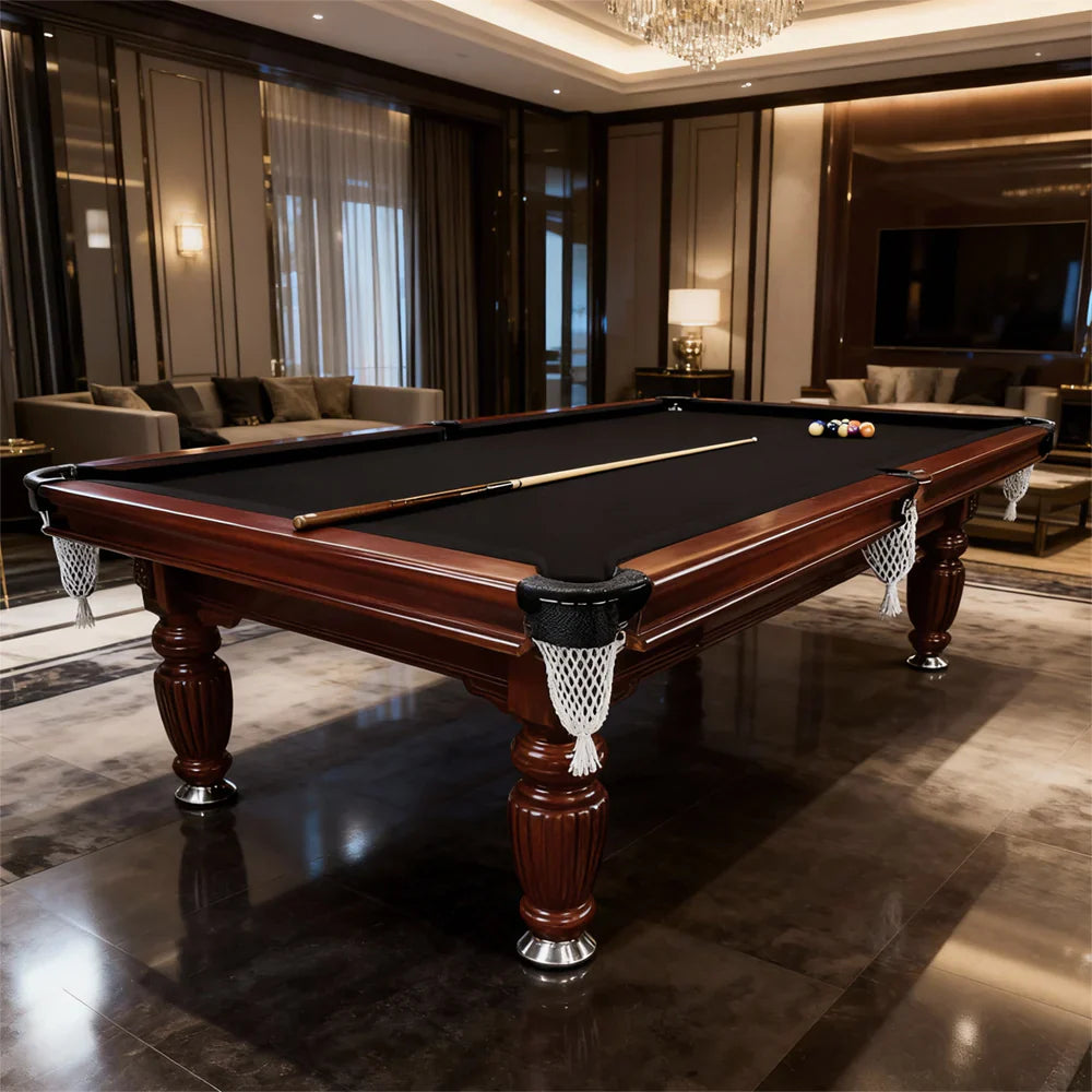 Classic Slate Pool Table with Cues and Balls Set for Home or Lounge, Walnut Wood, 8FT - image 5