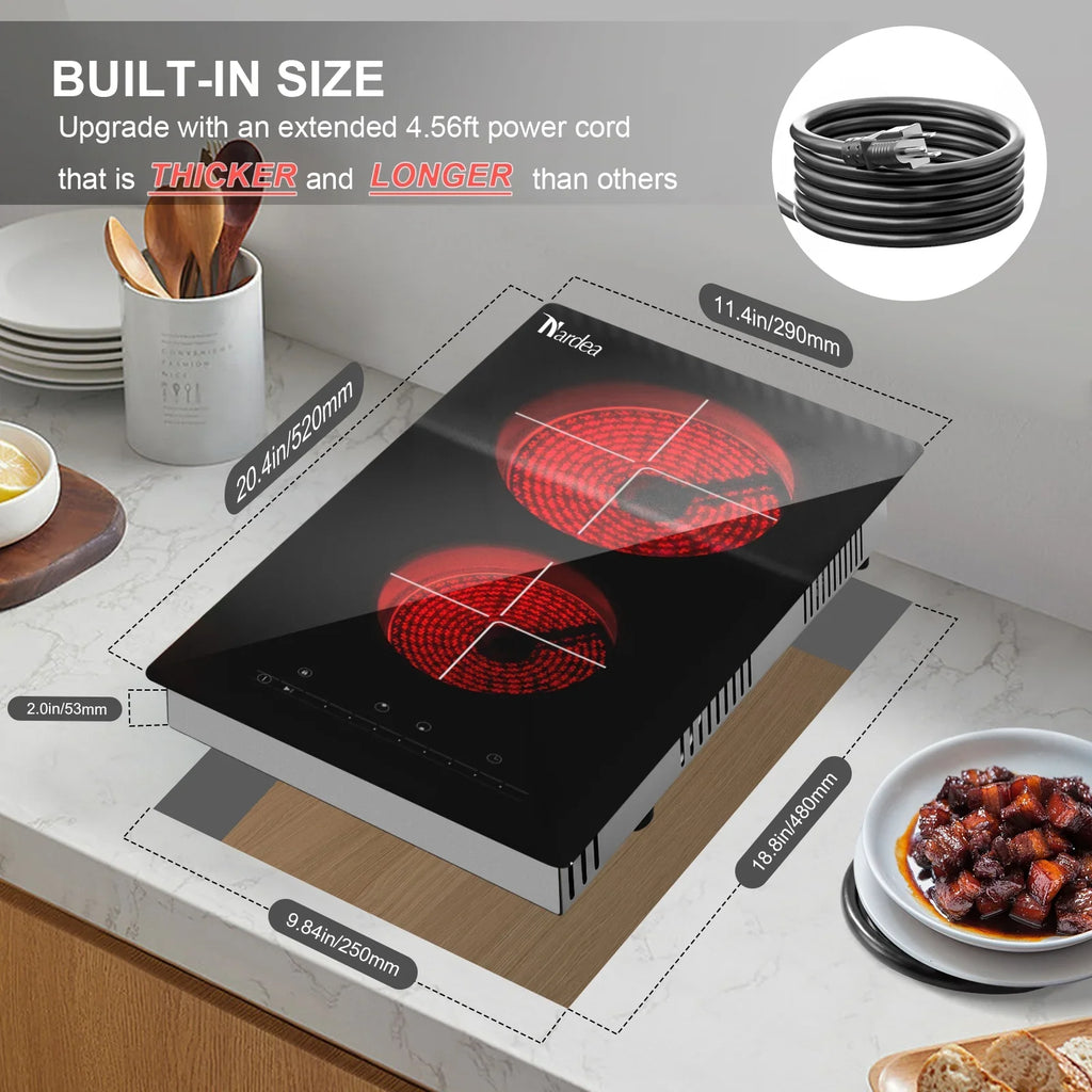 Double Burner Electric Cooktop Hot Plates for Cooking, 110V Plug in Portable Electric Stove Top - image 3