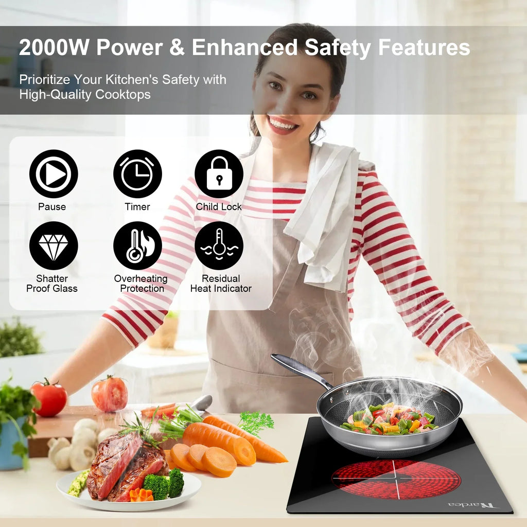 Double Burner Electric Cooktop Hot Plates for Cooking, 110V Plug in Portable Electric Stove Top - image 2
