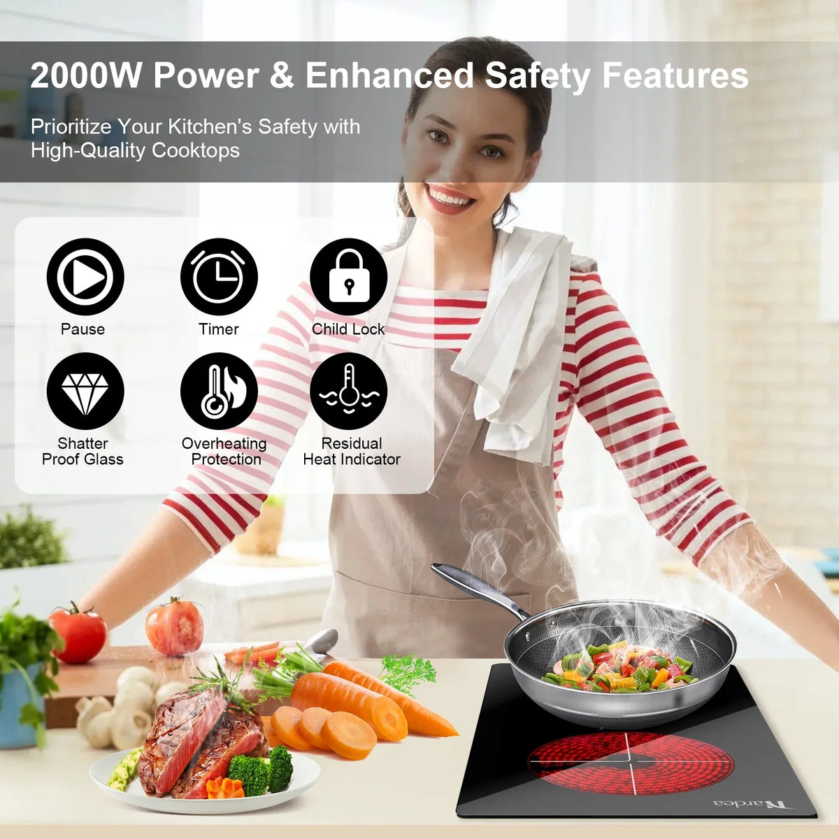Double Burner Electric Cooktop Hot Plates for Cooking, 110V Plug in Portable Electric Stove Top - image 2