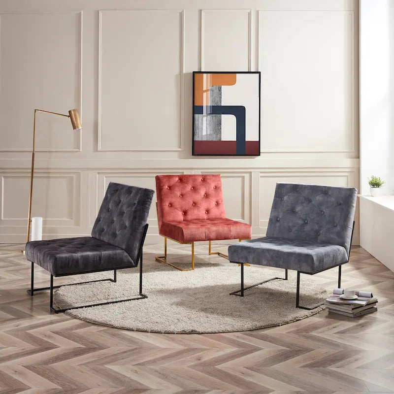 Corvus Savannah Tufted Velvet Lounge Chair with Upholstered Accent - image 7