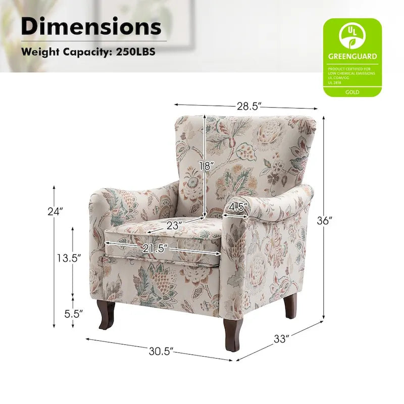 Set of 2 Samouel Contemporary Floral Wingback Armchairs by HULALA HOME - image 15