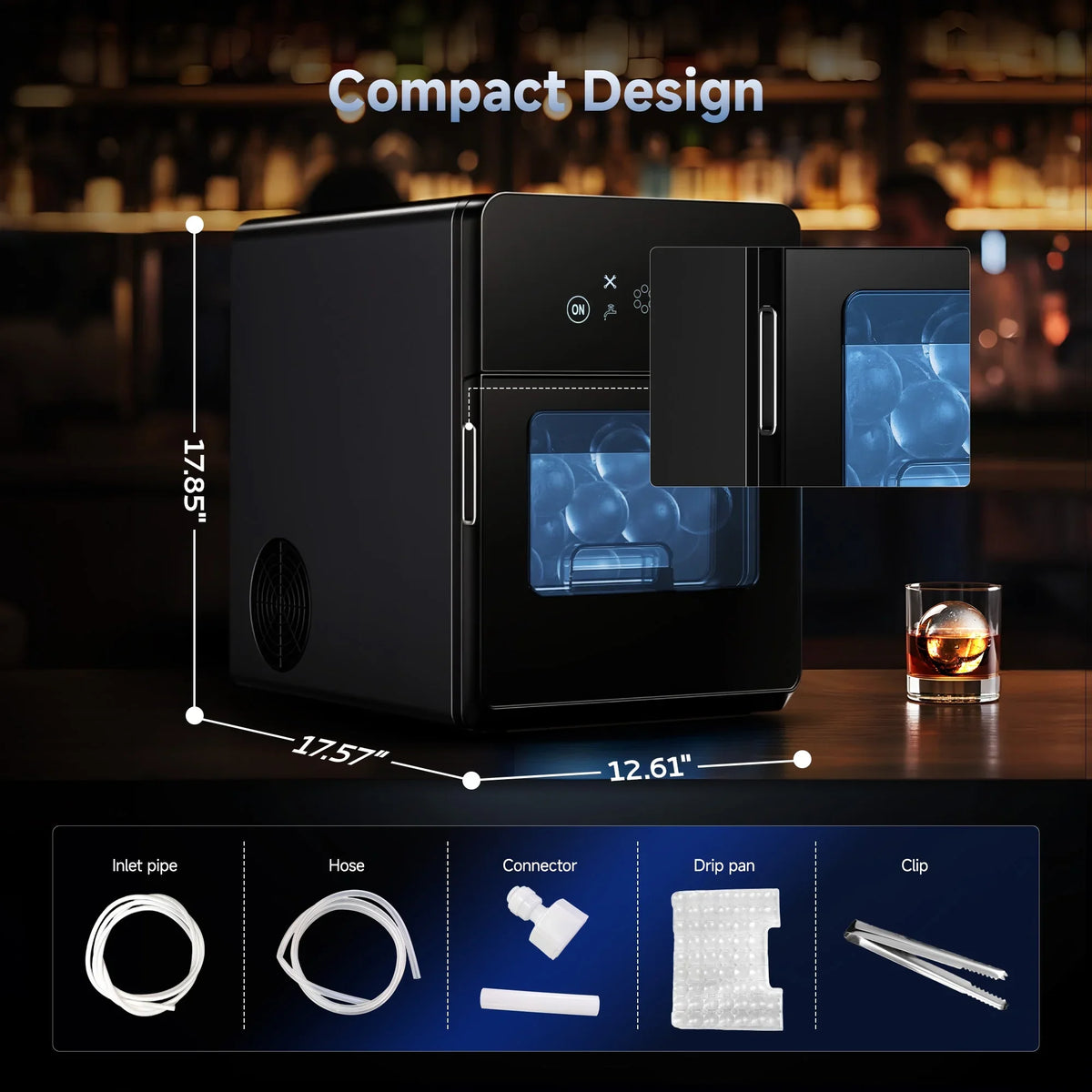 Simzlife Sphere Ice Maker, 10 Pcs/Hour, 150 Pcs/Day, Clear Ice Ball Maker with Enhanced Insulation, with LCD Touch - image 11