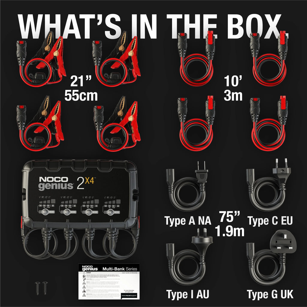 NOCO GENIUS2X4: 4-Bank 8A (2A/Bank) 6V/12V Smart Battery Charger, Maintainer and Desulfator - image 4