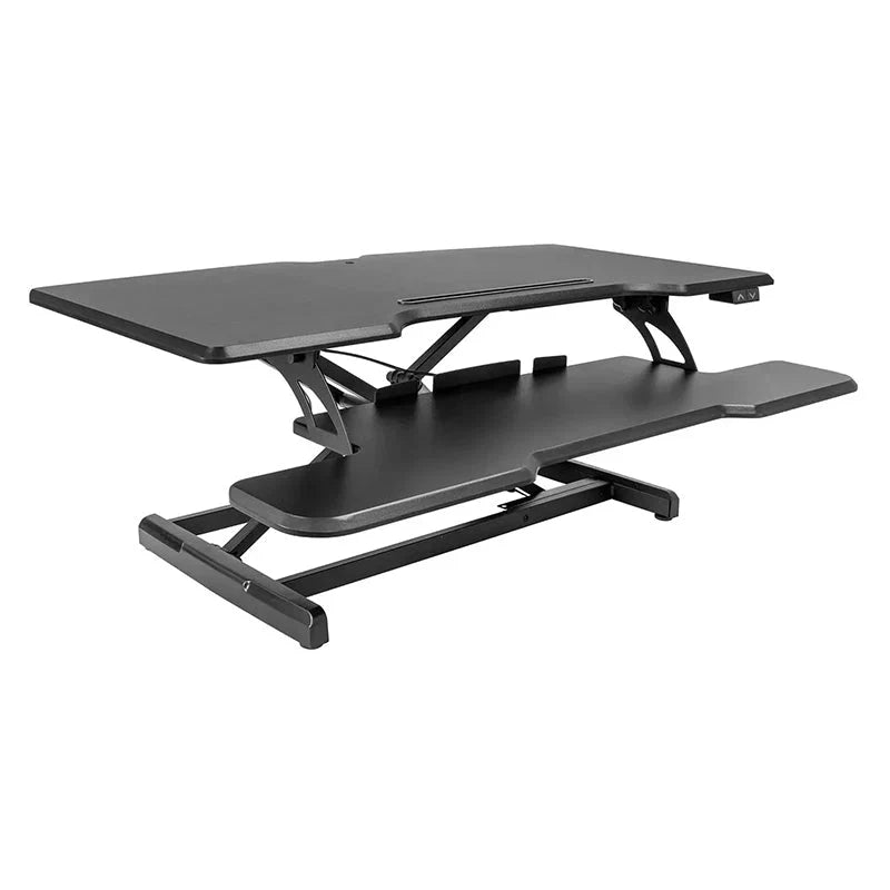 Electric Standing Desk Converter with 38"Tabletop, Height Adjustable Sit Stand Desk Riser, Motorized Desk Riser with Keyboard