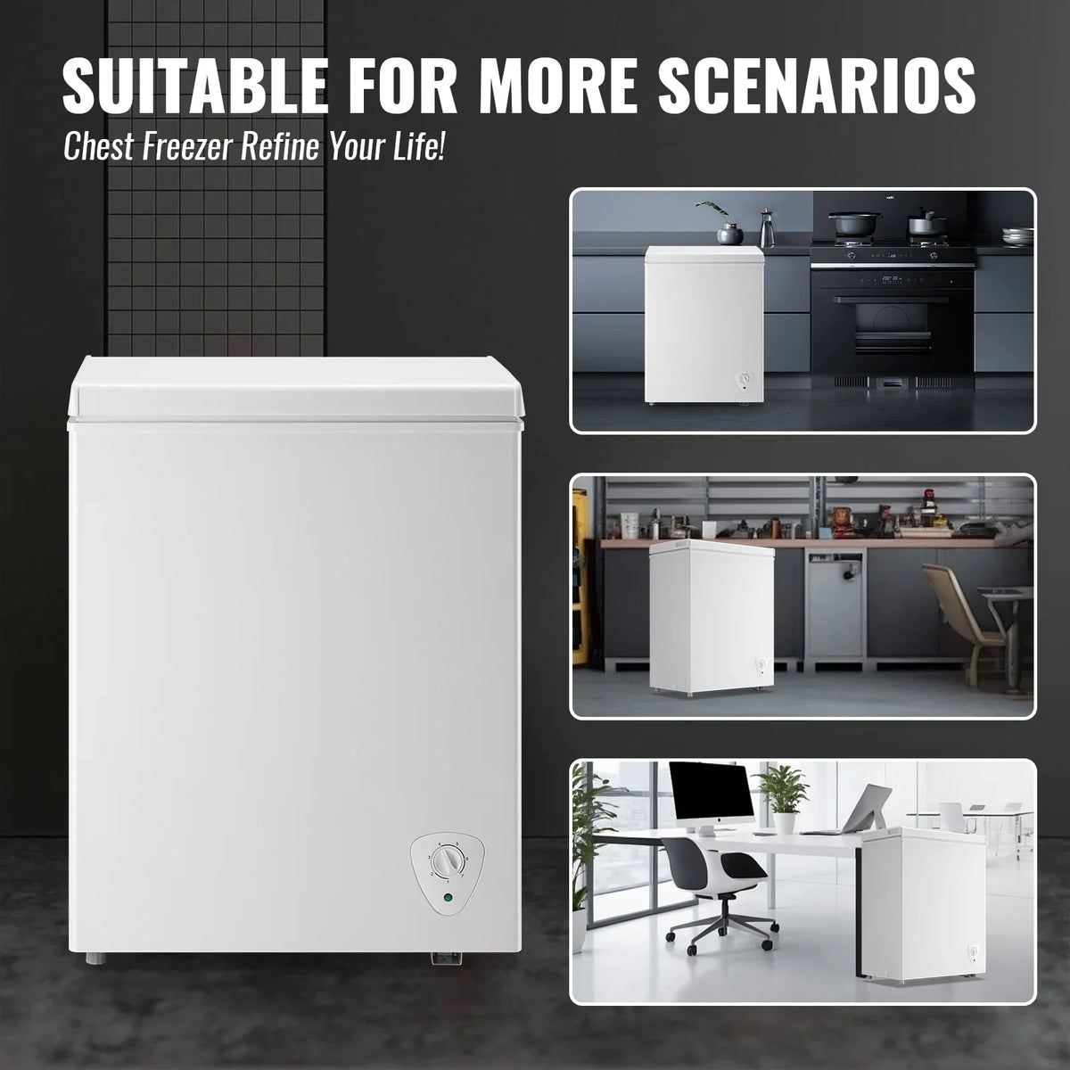 JIEJIA Compact Freezer 3.5 cu ft Environmental Chest Freezer, Mini Freezer with 7 Gear Adjustable Temperature, Removable Storage Basket, Energy Saving, White - image 4