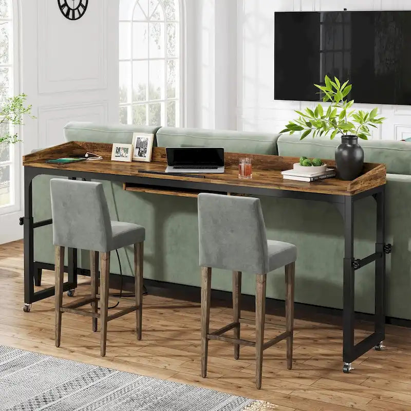 Mobile Height Adjustable Overbed Table with Wheels, Featuring Outlets and USB Ports for Laptops - image 11