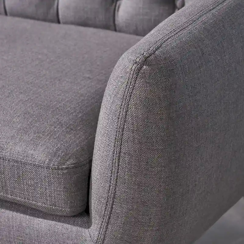 Mid Century Tufted Sofa with Cushioned Seat and Wooden Legs - image 14