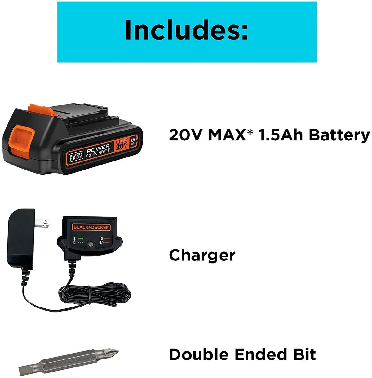 BLACK+DECKER 20V Cordless 3/8 in Drill Driver, 1.5Ah, Battery and Charger Included - image 4