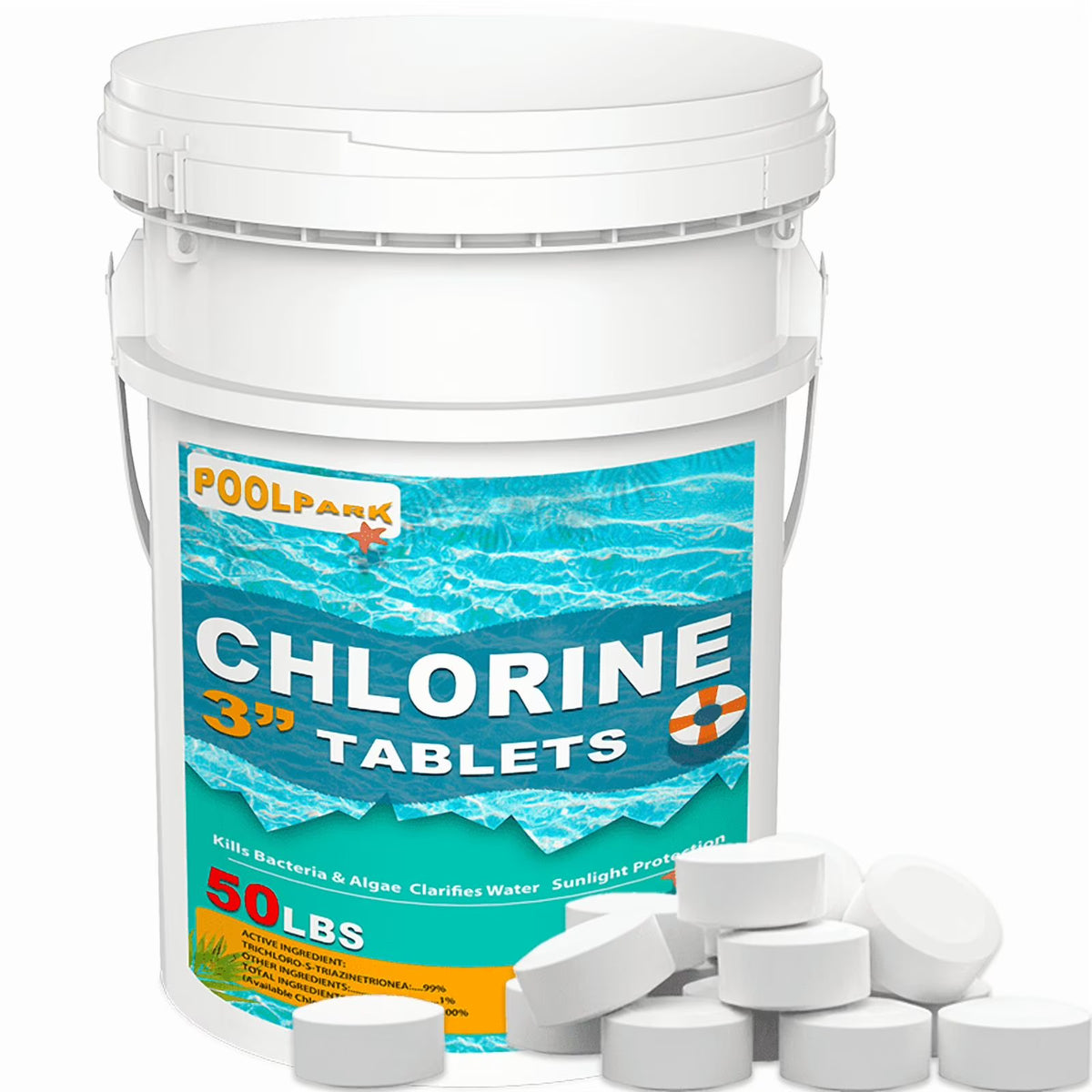 50 lb Pool & Spa Chlorine Tablets Pool Supplies 50 Pounds 3 in Chlorine Stabilizer Hot Tubs Bathtub Chlorinating Tablets - image 1