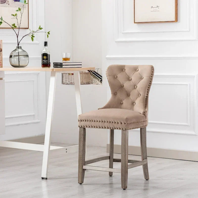 Carter 24-Inch Wingback Tufted Counter Stool with Antique Grey Legs and Nailhead Trim - image 24