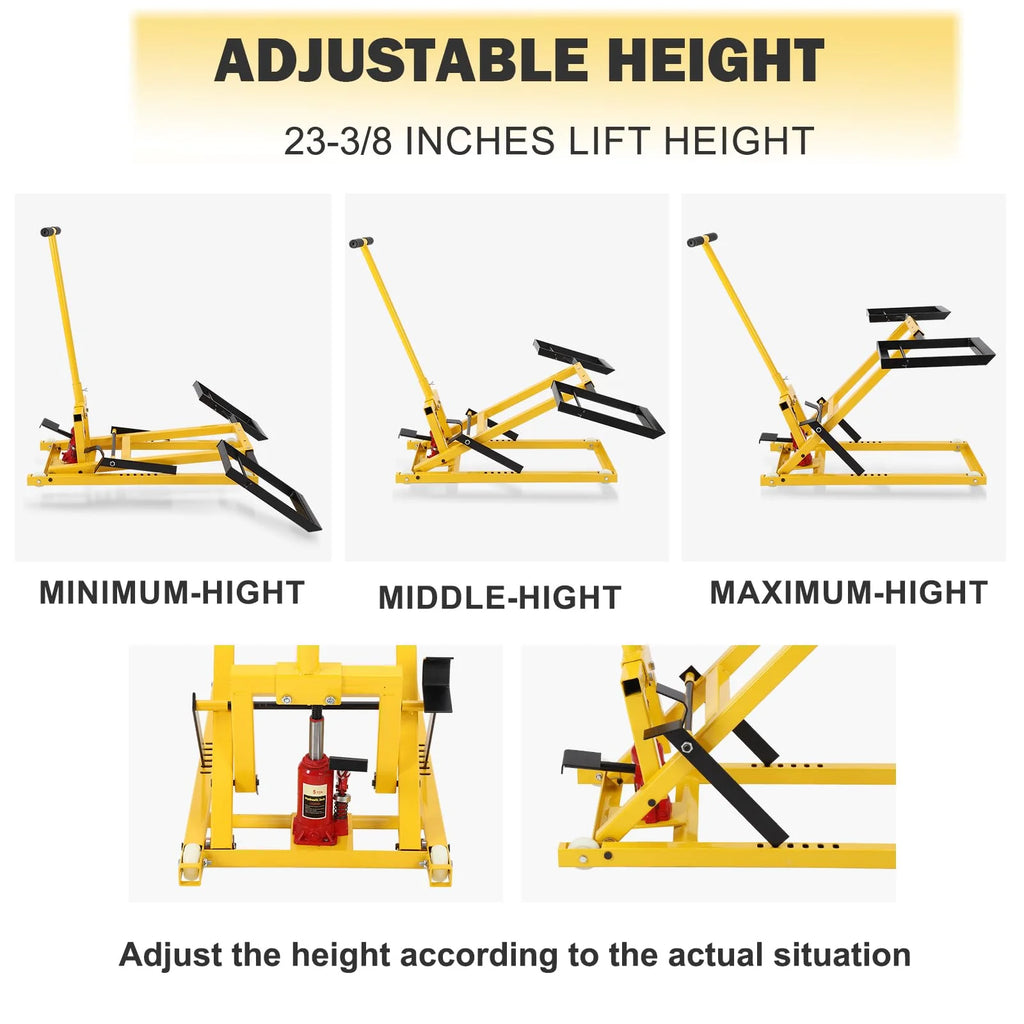 Lawn Mower Lift with Hydraulic Jack, 26 Inches Lawn Mower Lift, Welded Solid Steel Construction, Weight Capacity 500 LBS, for Riding Lawn Mowers Tractors, ATVs Maintenance - image 9