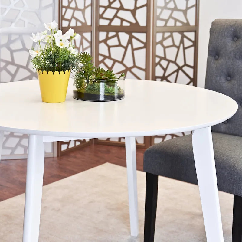 Roundhill Furniture Roma Modern White Round Dining Table - image 2
