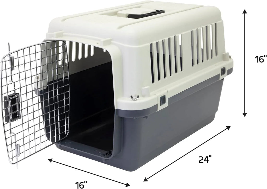 Designs Plastic Kennels Rolling Plastic Airline Approved Wire Door Travel Dog Crate, XXX-Large, Gray - image 43