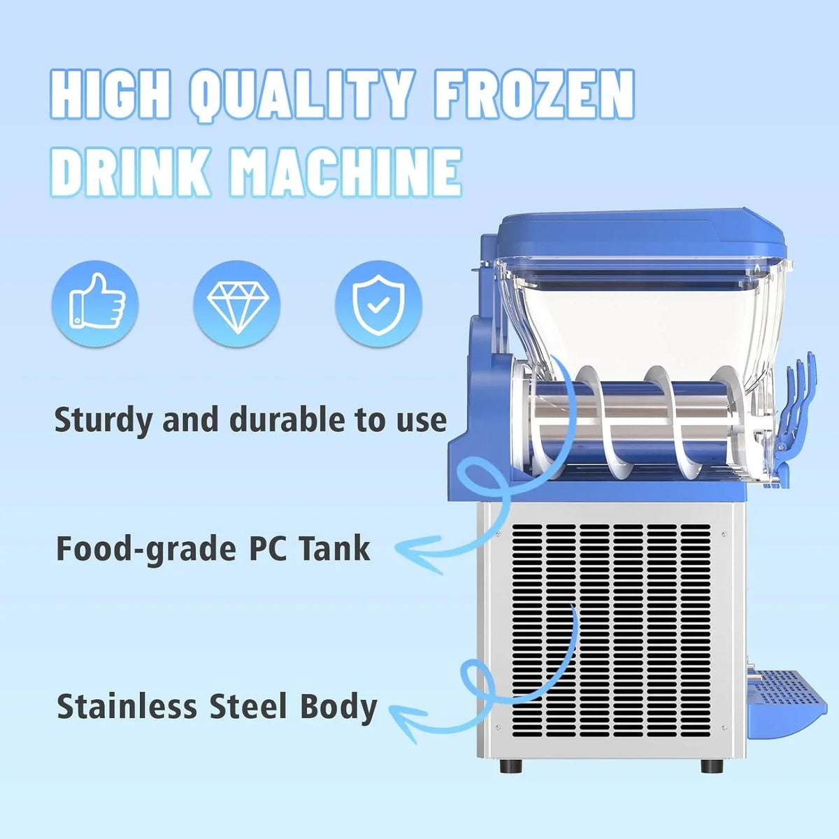 Commercial Slushy Machine - 1000W 30L Tanks Slush Maker Machine 304 Stainless Steel Commercial Margarita Machines Efficient C