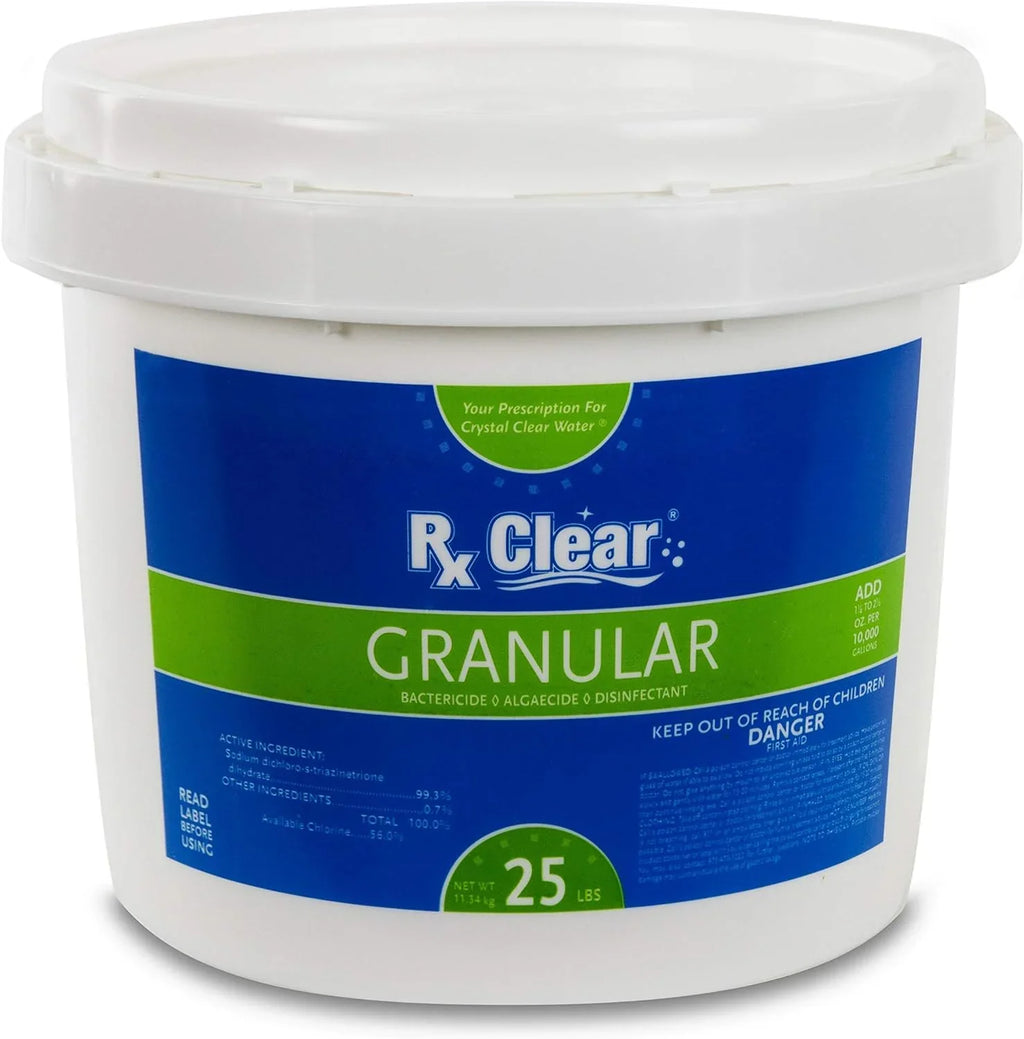 Clear Stabilized Granular Chlorine | One 50-Pound Bucket | Use As Bactericide, Algaecide, and Disinfectant in Swimming Pools 