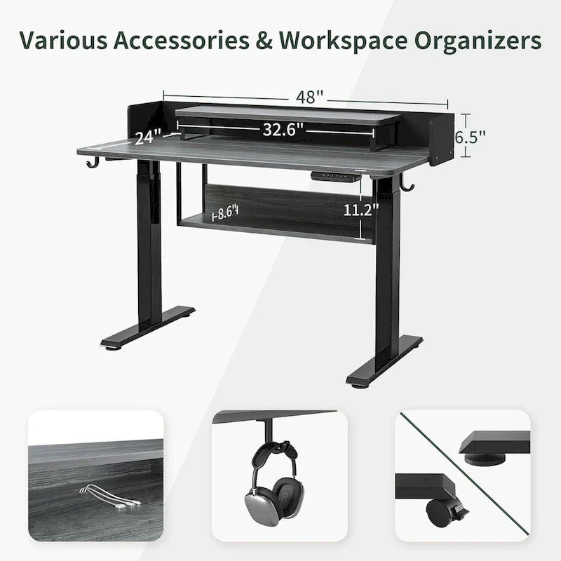 FEZIBO Ergonomic Electric Standing Desk with Shelves and Monitor Stand – Adjustable Sit-Stand Home Office Solution with Storage - image 10