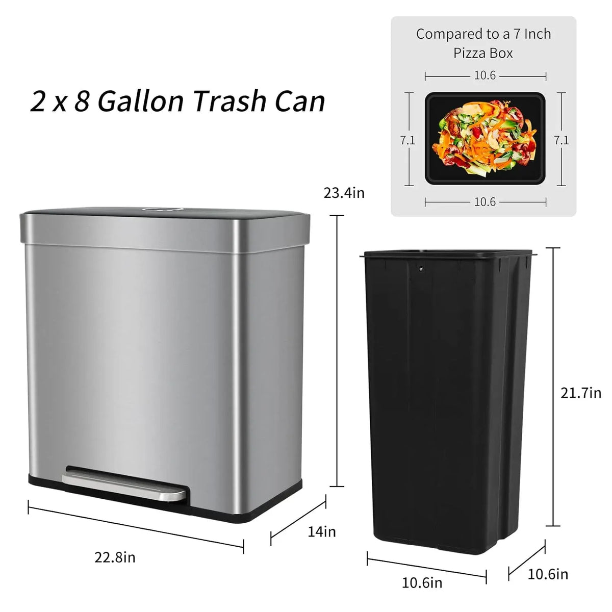 Bigacc 13 Gallon 50 Liter Kitchen Trash Can with Touch-Free & Motion Sensor, Automatic Stainless-Steel Garbage Can, Anti-Fing