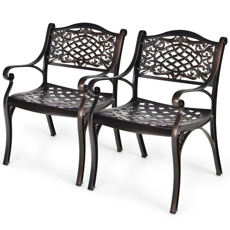2/4Pcs All-Weather Cast Aluminum Chairs with Armrests & Curved Seats, Outdoor Dining Chairs Patio Bistro Armchairs - image 4