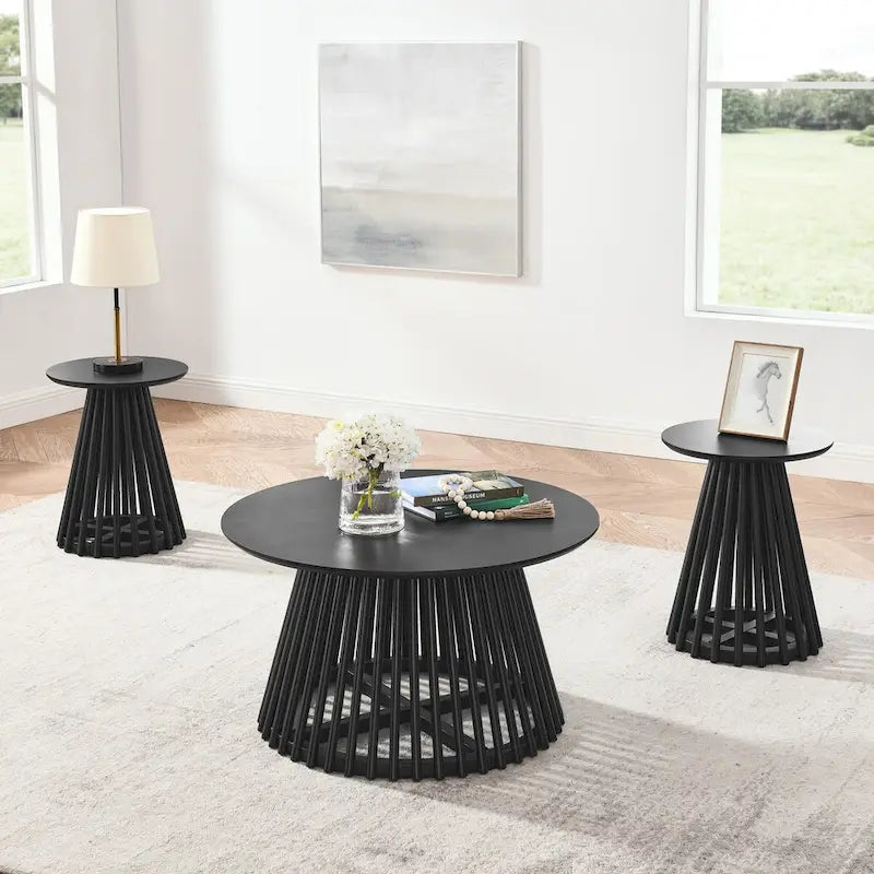 15.75-Inch Round Solid Wood Coffee Table - Minimalist End Table for Living Room - image 5