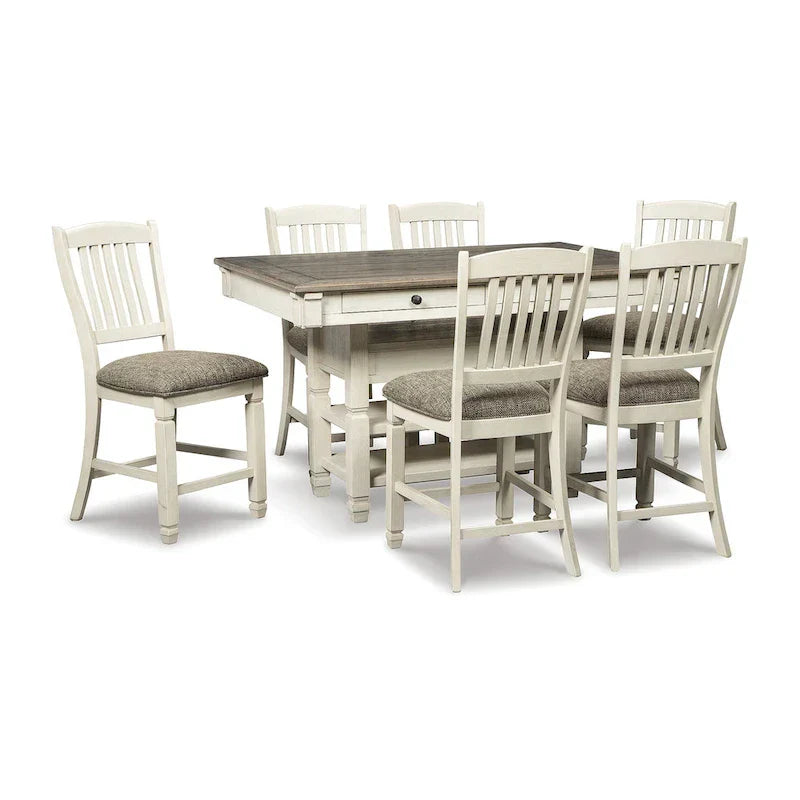 Signature Design by Ashley Bolanburg 7-Piece Counter Height Dining Set in Antique White and Brown - image 1