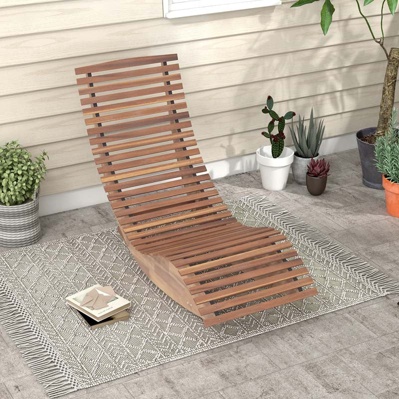 Acacia Wood Outdoor Patio Rocking Chair With Widened Slatted Seat Amp High Back Porch Rocker Sun Lounger For Backyard Garden 