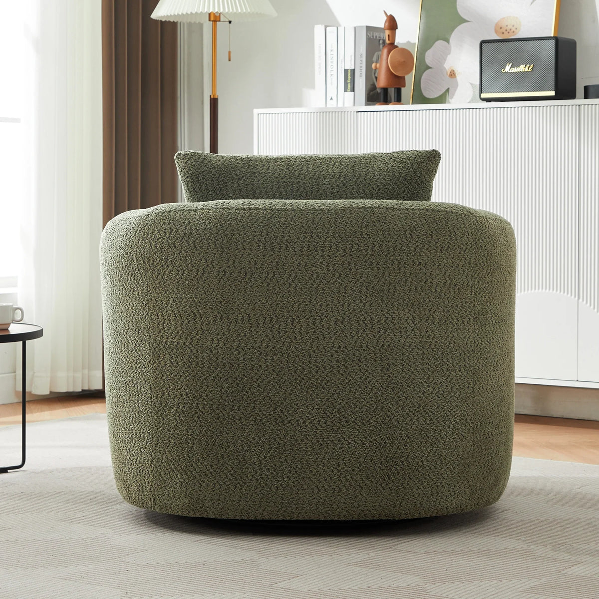 Harper & Bright Designs 360- Swivel Accent Chair, Barrel Chair Swivel Upholstered Sofa Chair with Cushion for Living Room Office, Beige - image 35