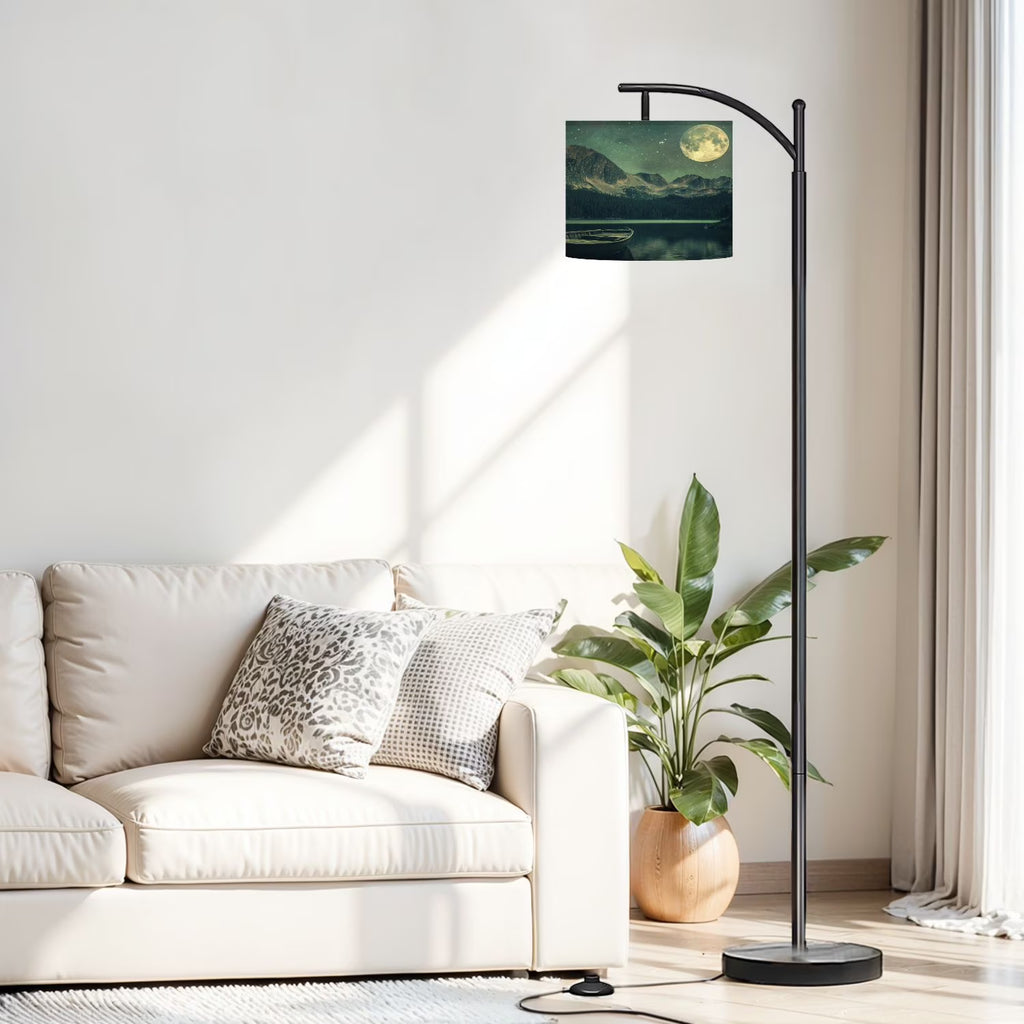 Arc Floor Lamp, 3 Color Temperatures Modern Floor Lamps Fall Autumn Maple Tree Forest Adjustable Tall Standing Reading Lamp with Linen Texture Shade - image 7