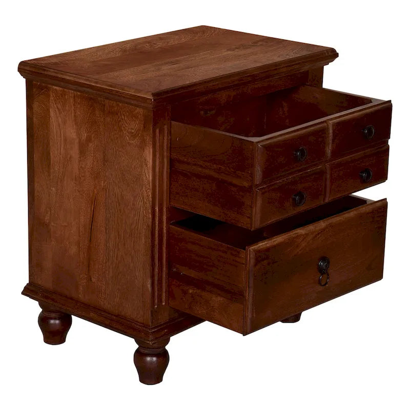26-Inch Artisan Nightstand with 2 Drawers, Black Powder-Coated Knobs, Walnut Brown Mango Wood - image 3