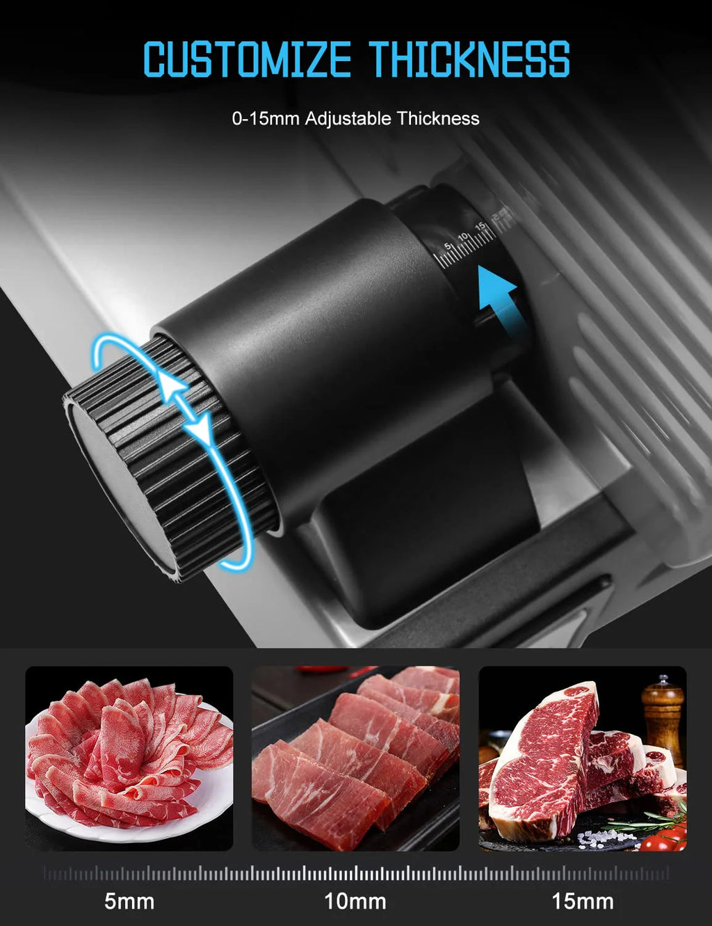 TOKASS Electric Deli Food Slicer with 7.5'' Stainless Steel Blade - image 4