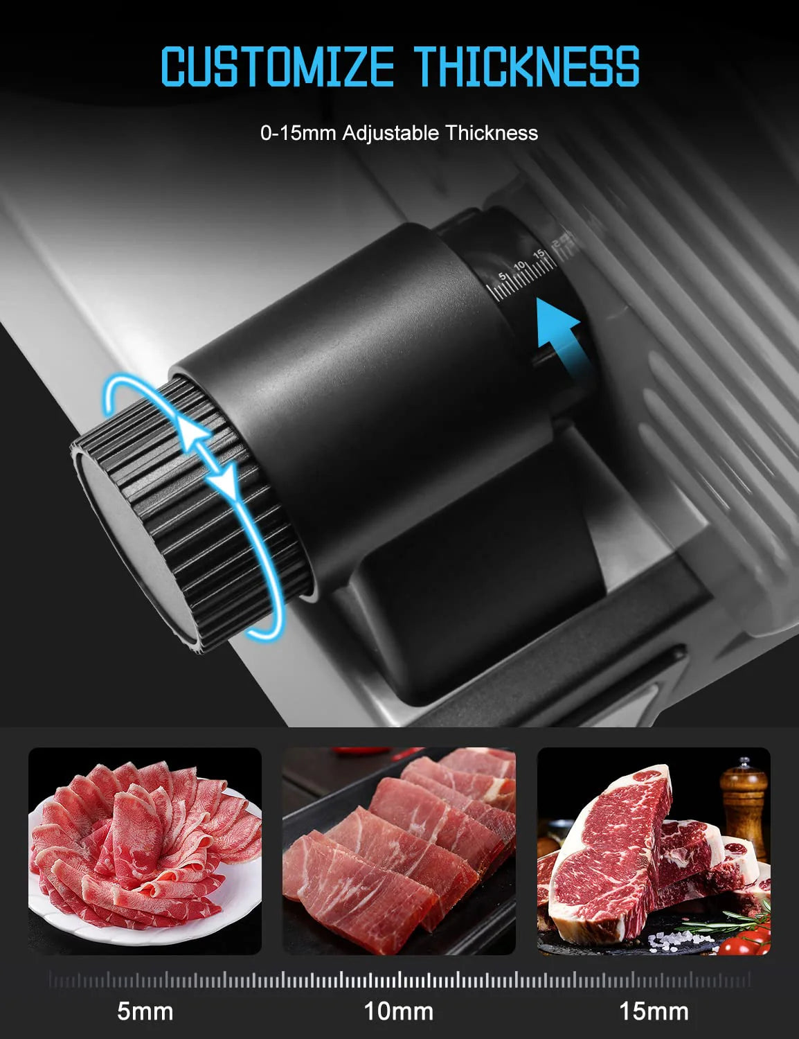 TOKASS Electric Deli Food Slicer with 7.5'' Stainless Steel Blade - image 4