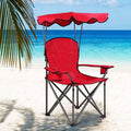 Outdoor Canopy Chair Portable Folding Beach Chair With 2 Cup Holders 600D Pvc Fabric Camping Chair Lawn Chair - Comfortable A
