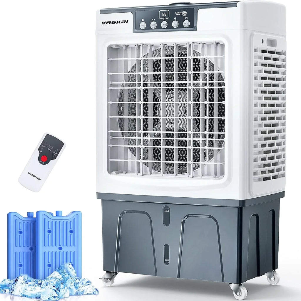 Evaporative Cooler, 2100CFM Air Cooler, 120°Oscillation Swamp Cooler with Remote Control, 24H Timer, 3 Wind Speeds for Outdoo