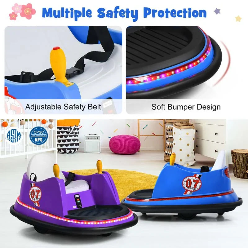 12V Toddler Bumping Car Battery Powered Baby Ride On Bumper Car With Dual Joysticks Flashing Led Light Amp 360 Degree Spin