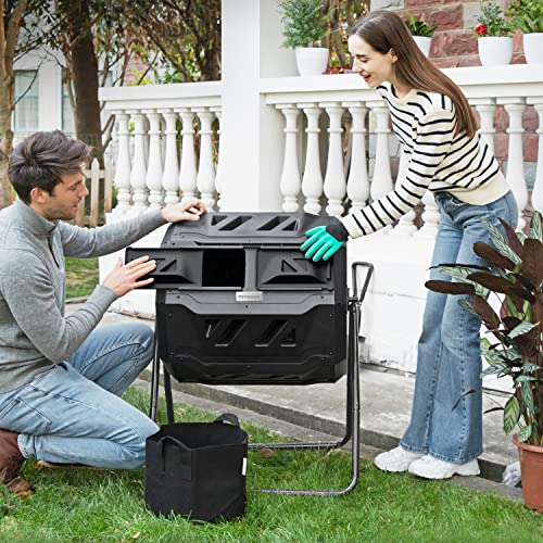 VIVOSUN Outdoor Tumbling Composter Dual Rotating Batch Compost Bin, 43 Gallon Black Door - image 2