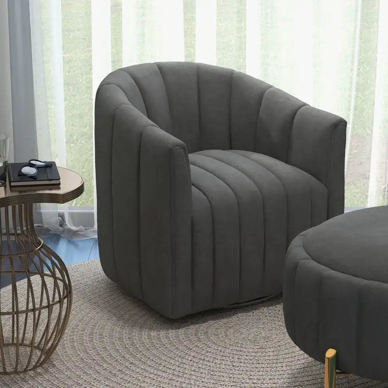 Swivel Accent Chair with Ottoman Set and Upholstered Cushion - image 10