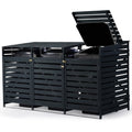 PLANTCRAFT Triple Wood Wheelie Bins Storage Shed, 3 Door Garbage Rubbish Bin Enclosure - image 1