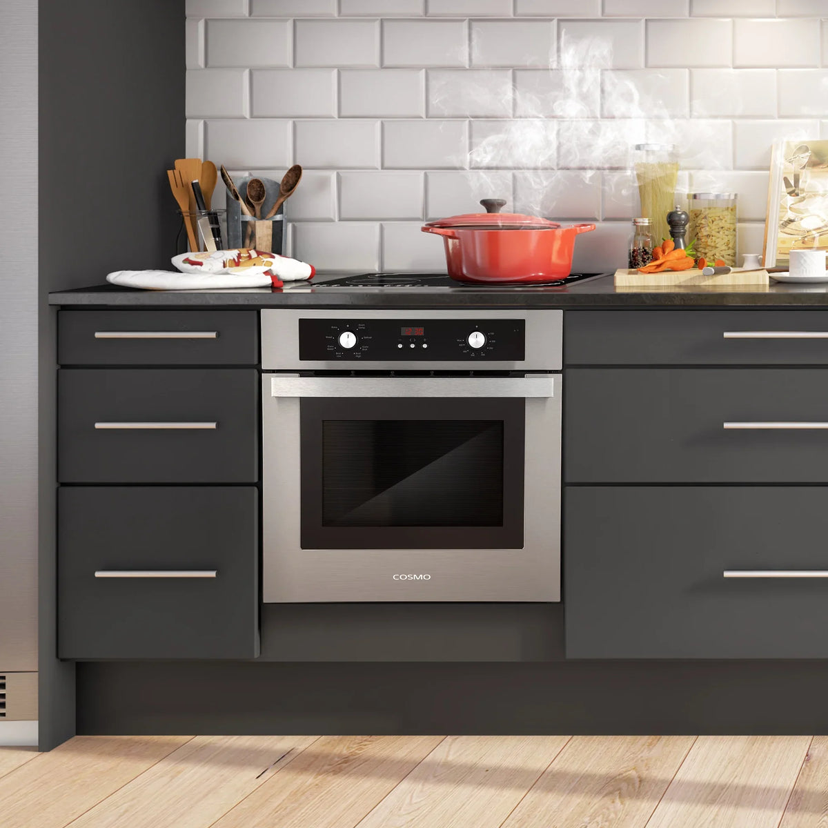 Cosmo 5 Piece Kitchen Appliance Package With 30" Electric Cooktop 24" Single Electric Wall Oven 30" Over-the-range Microwave French Door Refrigerator & 24" Built-in Fully Integrated Dishwasher - image 22