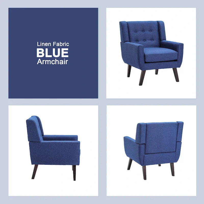 Contemporary Linen Button-Tufted Accent Chair - image 12