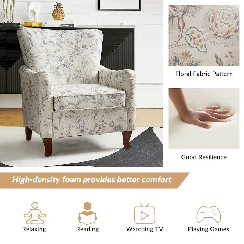 Set of 2 Samouel Contemporary Floral Wingback Armchairs by HULALA HOME - image 19