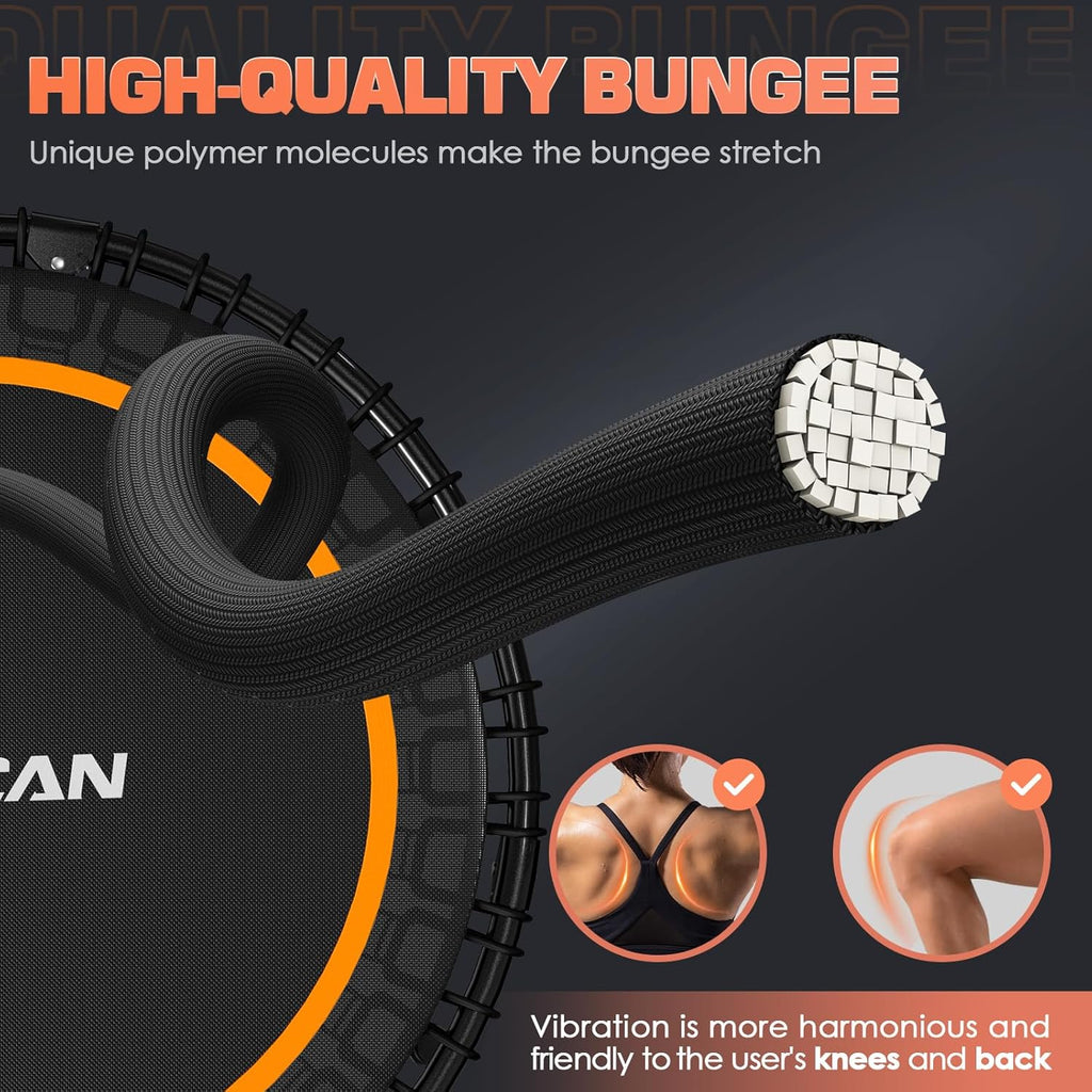 BCAN 450/550 LBS Foldable Mini Trampoline, 40"/48" Fitness Trampoline with Bungees, U Shape Adjustable Foam Handle, Stable & Quiet Exercise Rebounder for Adults Indoor/Outdoor Workout - image 61