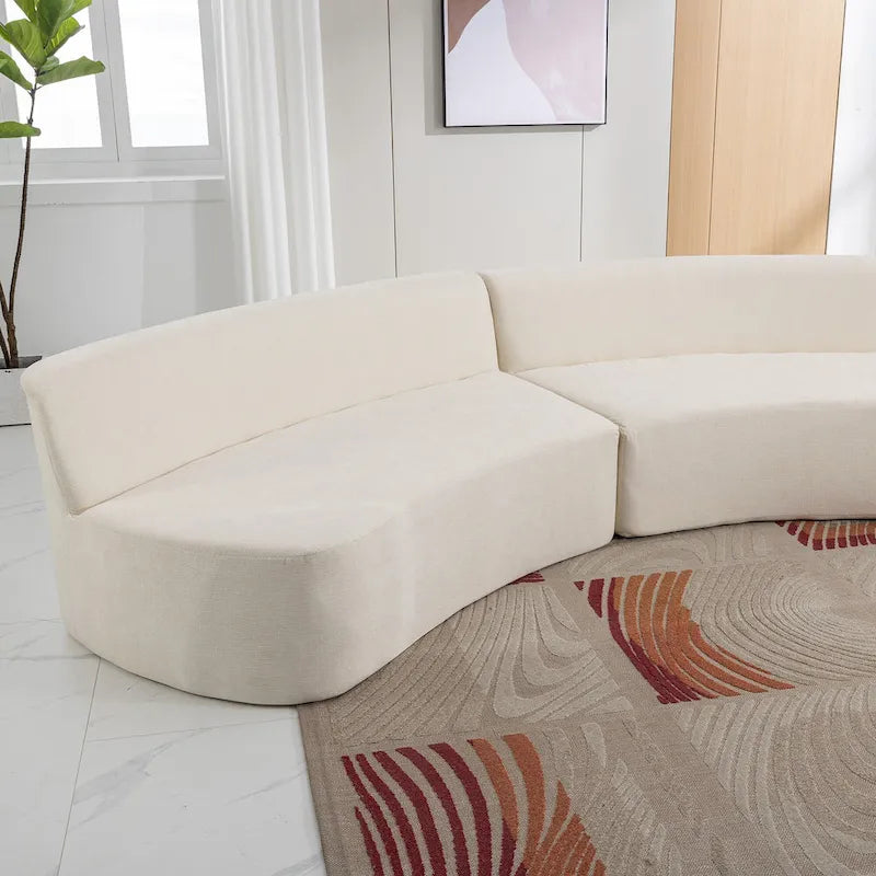 136-Inch Elegant Curved Chenille Sectional Sofa with Three Throw Pillows for Living Room - image 24