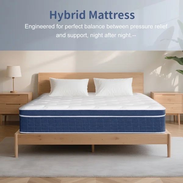 Full Size Mattress in a Box 14 Inch Memory Foam Hybrid Mattress with Pocketed Springs Medium Firm Support Motion Isolation Edge Support Night Trial - image 12