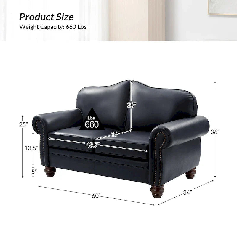 Angel Transitional Genuine Leather Sofa with Tufted Backrest by HULALA HOME - image 33